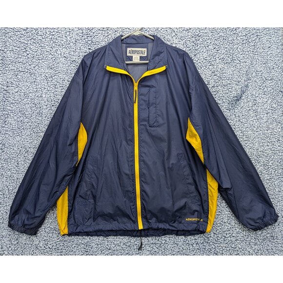 Y2K Aeropostale Windbreaker Jacket Mens L Relaxed Colorblock Track Baggy Blue - Picture 1 of 13